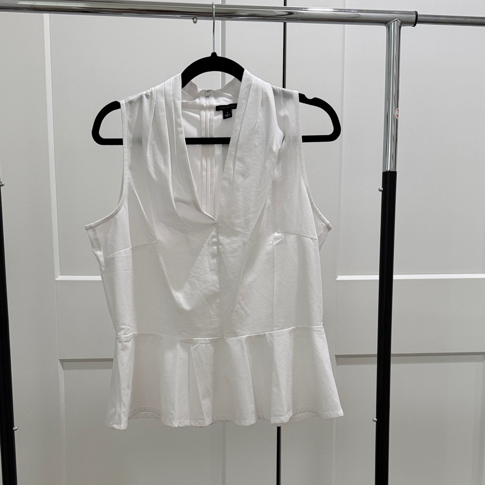 Ann Taylor White Sleeveless Blouse